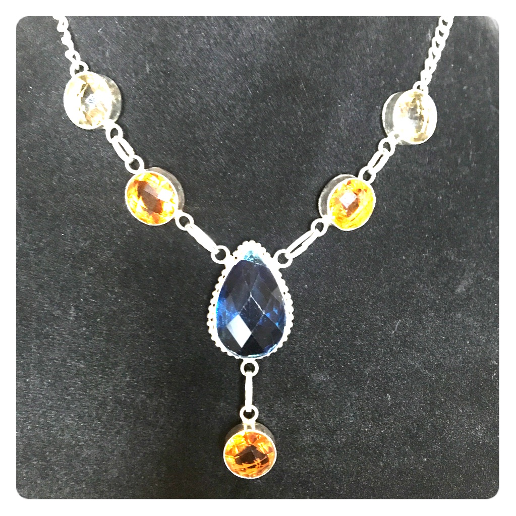 Quatz, Citrine, Iolite Necklace .925